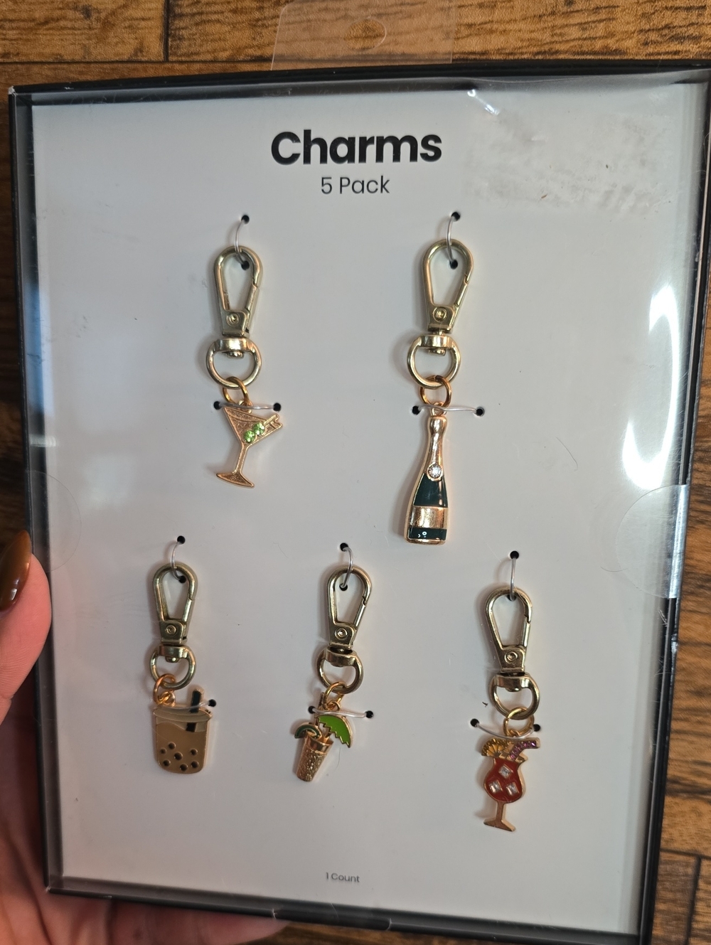 5-Pack Gold Cocktail & Drink Keychain